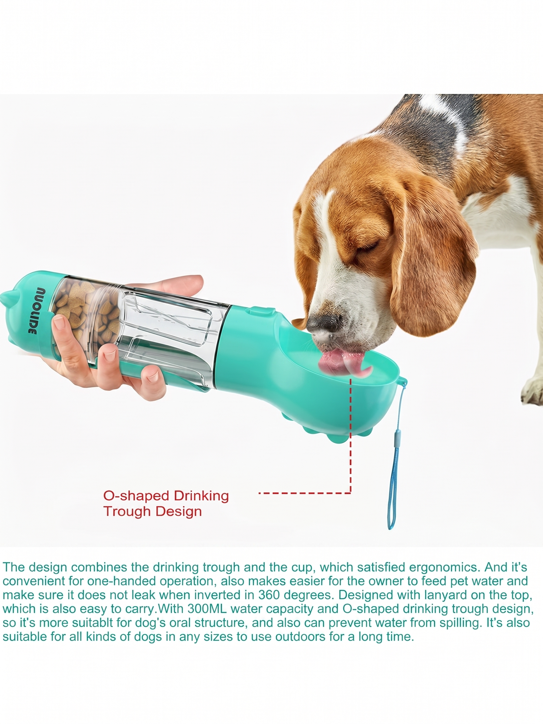 NUOLIDE 4-in-1 Portable Dog Water Bottle