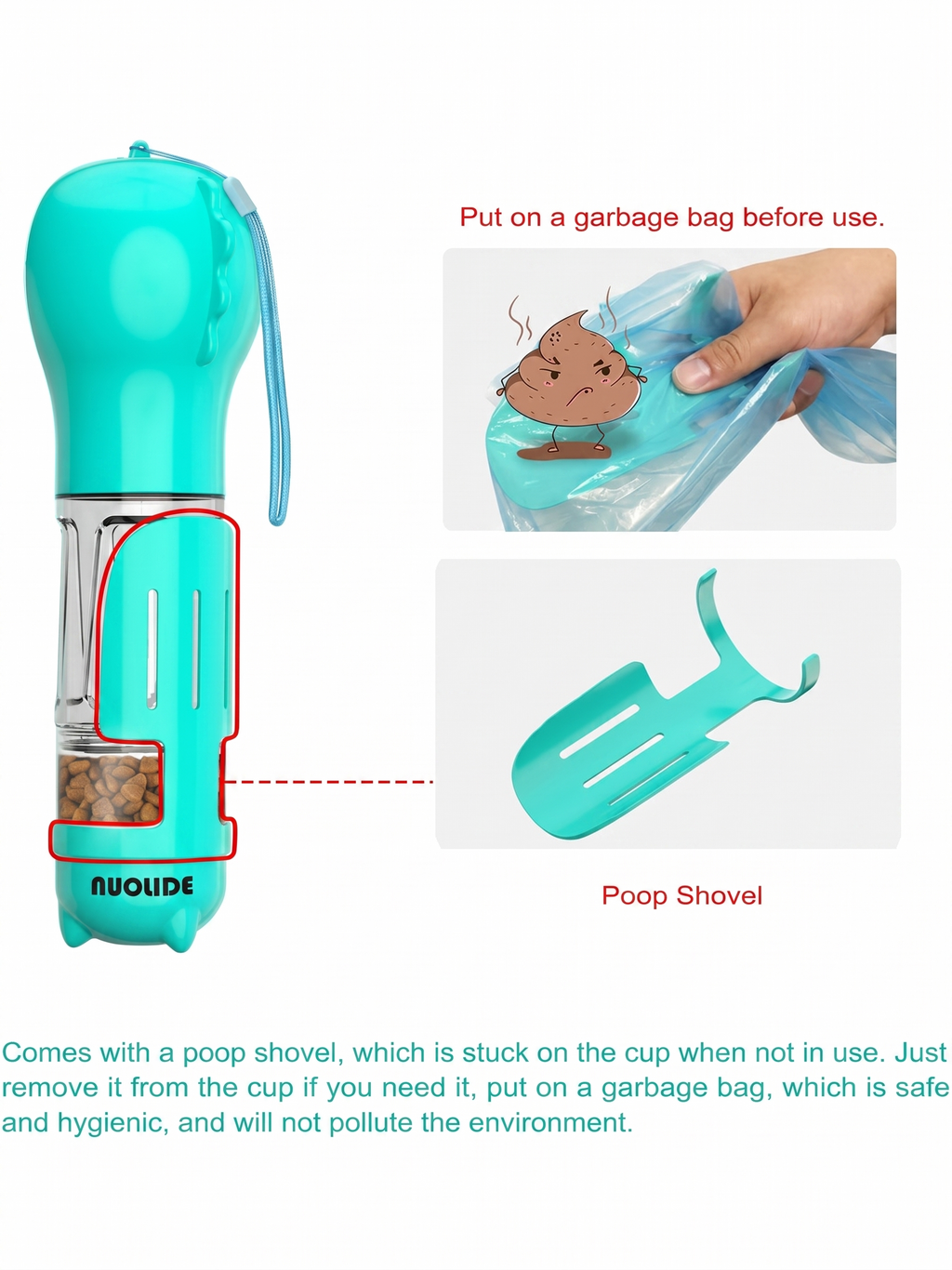 NUOLIDE 4-in-1 Portable Dog Water Bottle