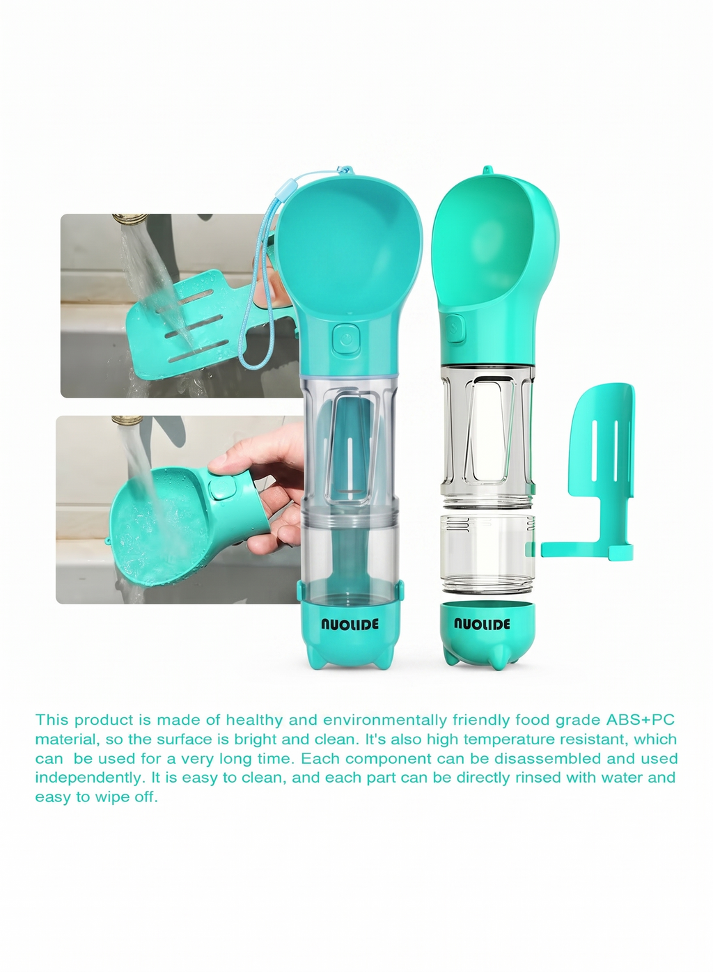 NUOLIDE 4-in-1 Portable Dog Water Bottle