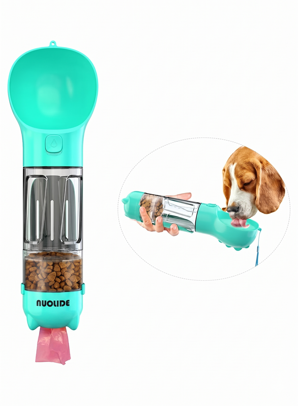 NUOLIDE 4-in-1 Portable Dog Water Bottle