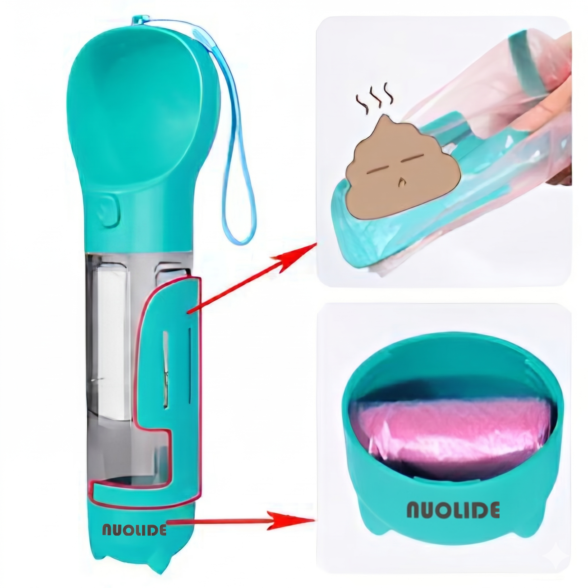NUOLIDE 4-in-1 Portable Dog Water Bottle